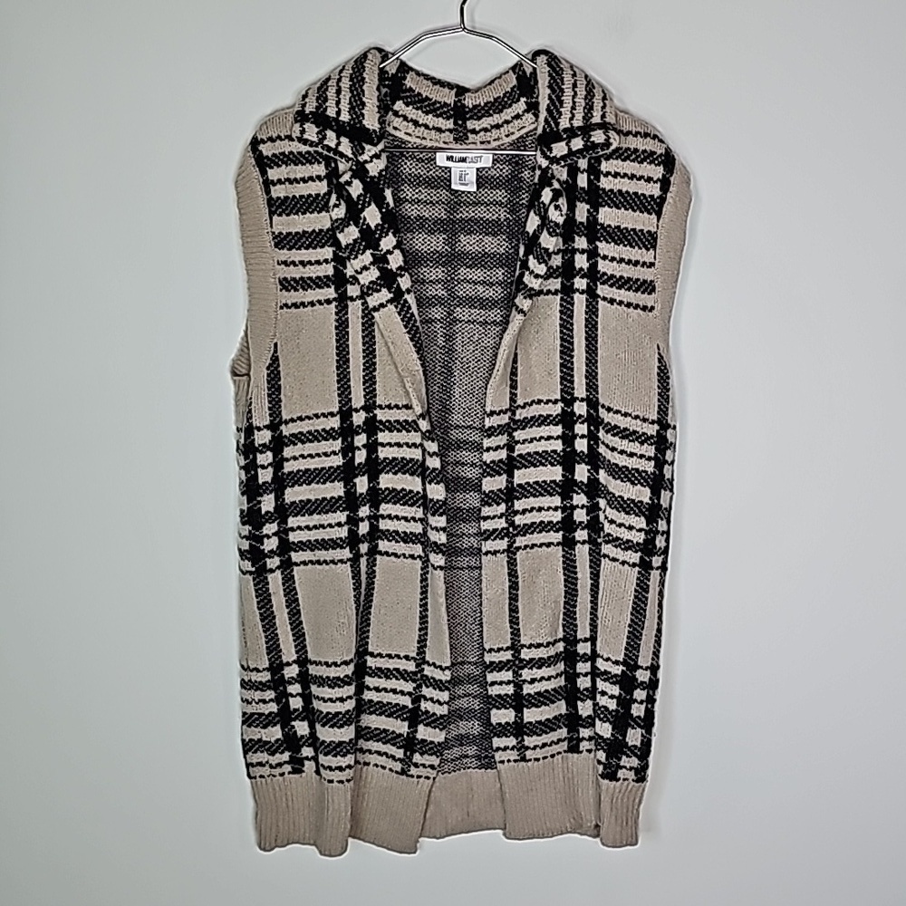 William Rast small tan and black sleeveless layering cardigan